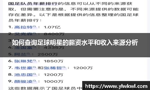 如何查询足球明星的薪资水平和收入来源分析